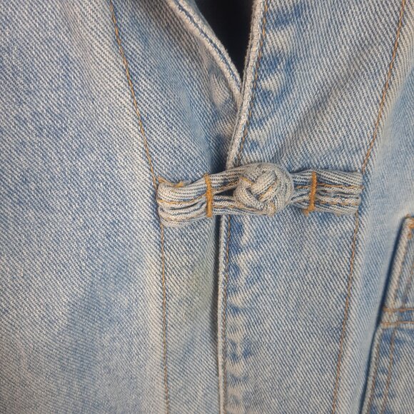 VTG Sostanza Jacket Mens Large Blue Denim Workwear Button Pockets Cotton Rancher - Picture 3 of 7